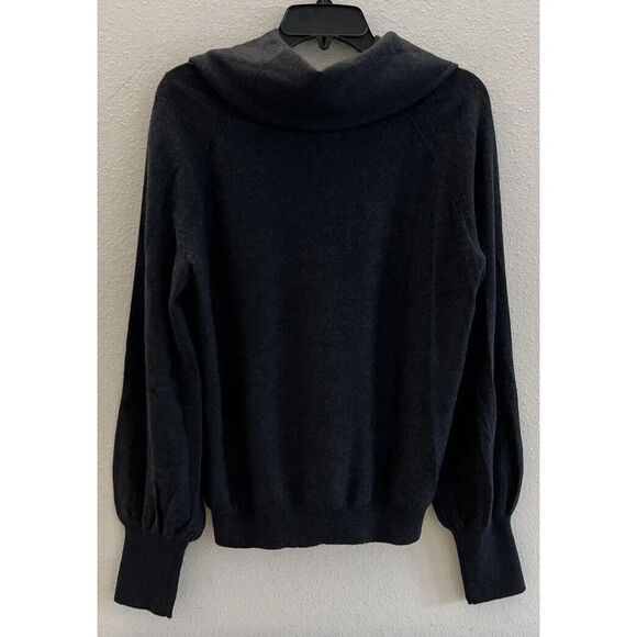 Anthropologie Wool Women Sz L Jolene Cowl Neck Pullover Sweater Dark Gray - Picture 7 of 10